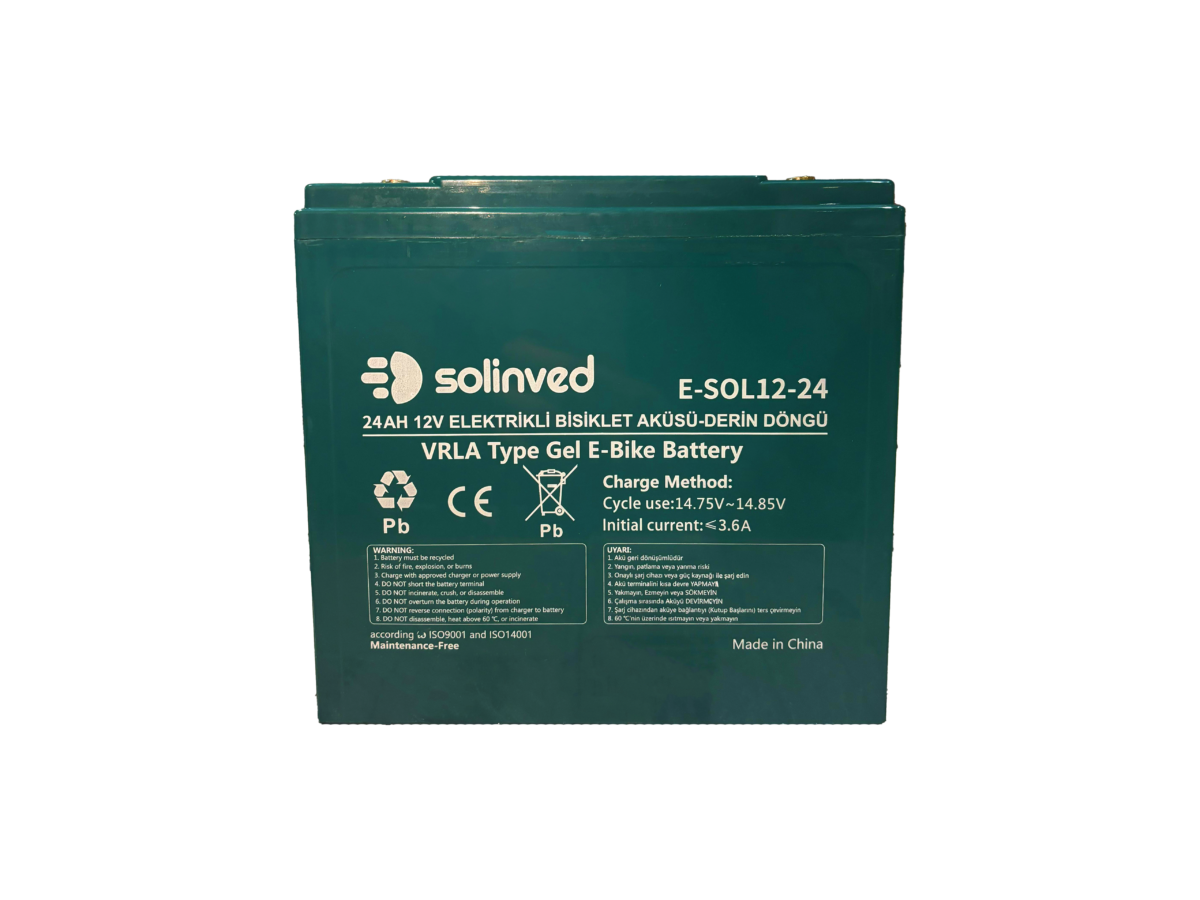 Solinved 12V 24AH VRLA Tipi Elektrikli Bisiklet Aküsü