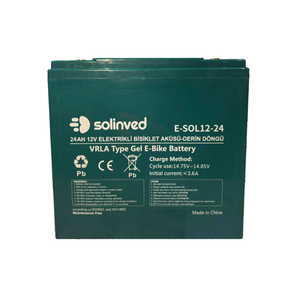 Solinved 12V 24AH VRLA Tipi Elektrikli Bisiklet Aküsü